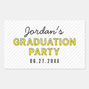 Modern Stripes Yellow Graduation Party Sticker