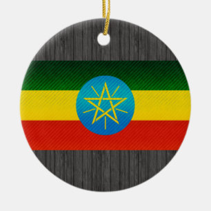 Modern Stripped Ethiopian flag Ceramic Ornament