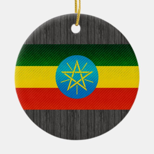 Modern Stripped Ethiopian flag Ceramic Ornament (Front)