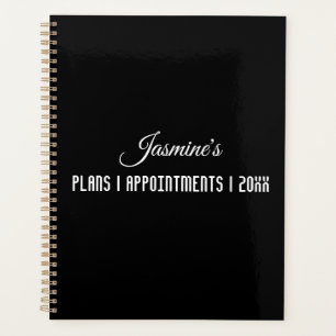 Modern Student Black White Year Name Organizer 