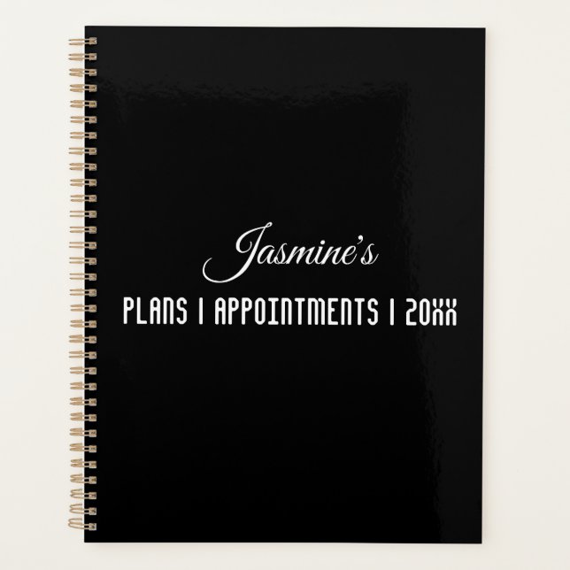 Modern Student Black White Year Name Organizer  (Front)