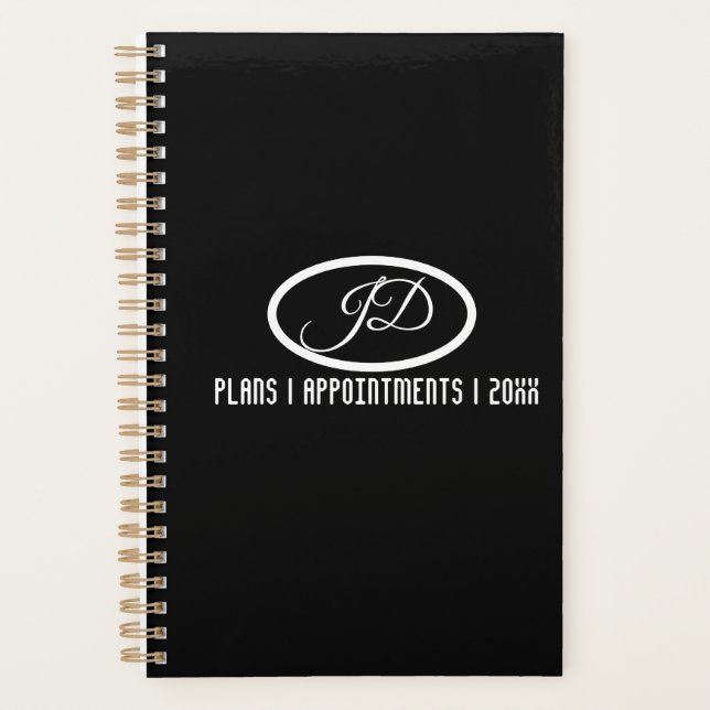 Modern Student Black White Year Name Organizer  (Front)