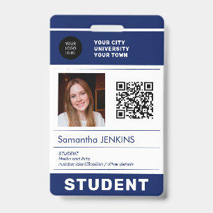 Modern student photo ID QR code school university  Badge