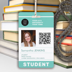 Modern student photo ID QR code school university  Badge