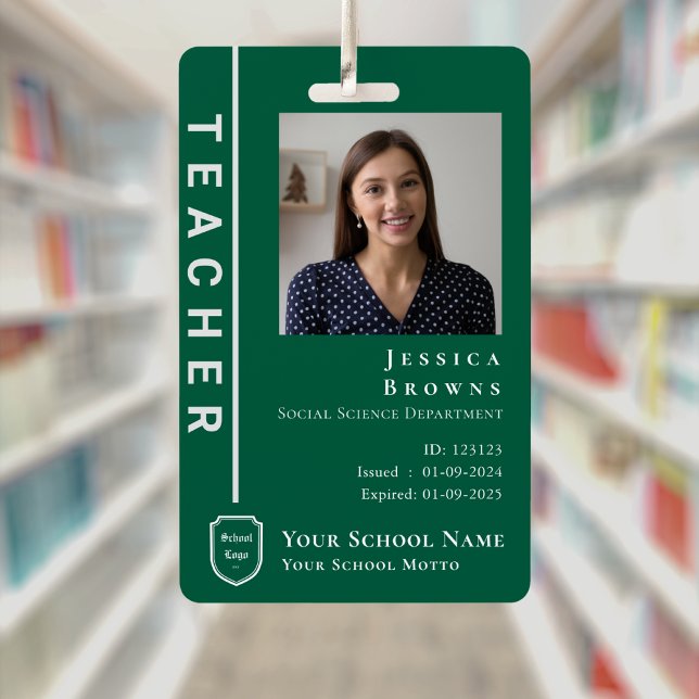 Modern Student/Teacher Green Photo School Logo Badge (Modern Student/Teacher Green Photo School Logo Badge)