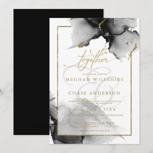 Modern Stunning Custom3 Charcoal  Watercolor Invitation
