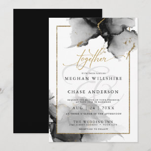 Modern Stunning Custom4 Charcoal Watercolor Invitation