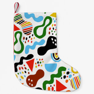 Modern style abstraction with composition made of small christmas stocking