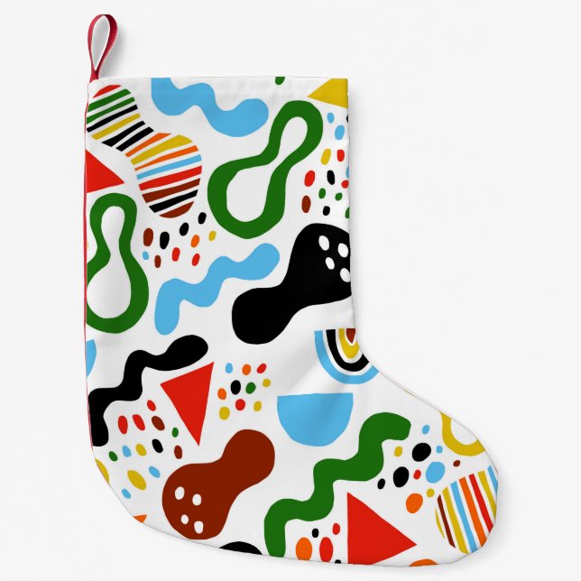 Modern style abstraction with composition made of  small christmas stocking (Front)