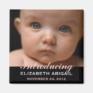 Modern Style Baby Birth Announcement Photo Magnet