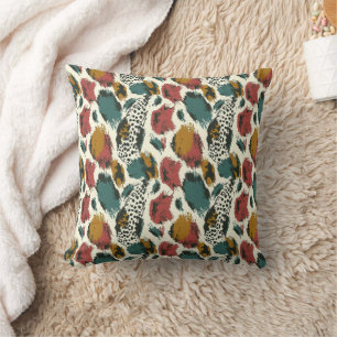 Modern Style Colourful Animal Print Throw Pillow