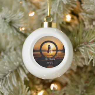 Modern Style Custom Photo Ceramic Ball Christmas Ornament