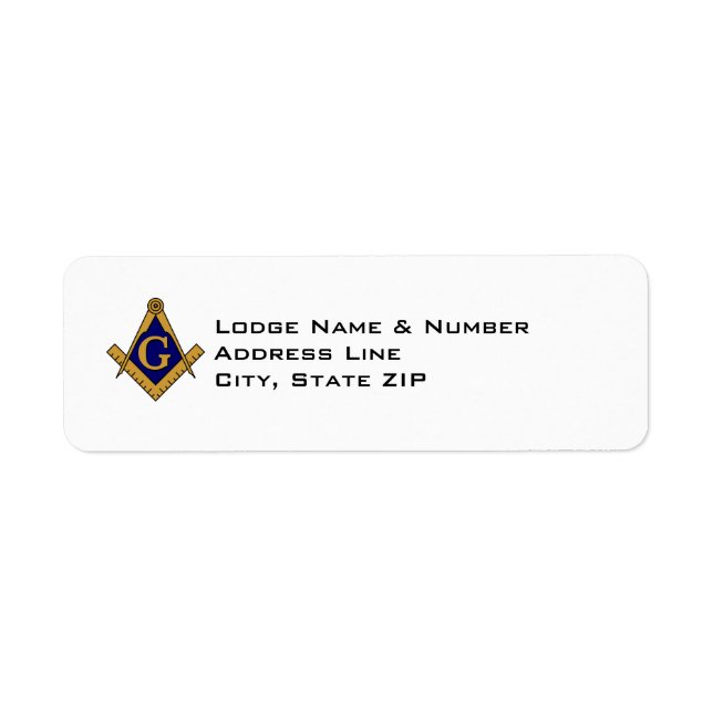 Modern Style Masonic Lodge Address Label (Front)