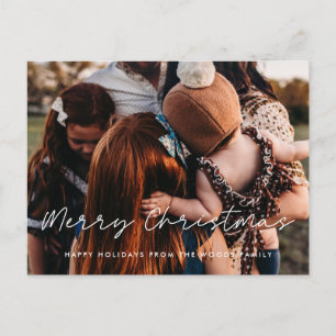 Modern Style Merry Christmas Family Photo Postcard