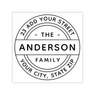 Modern style minimalist family return address self self-inking stamp