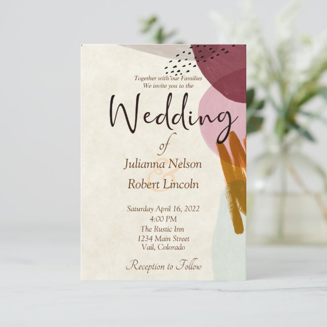 Modern style paint wedding invitation (Standing Front)