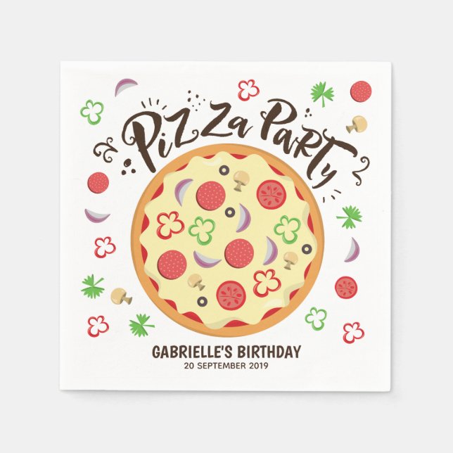 Modern Style Pizza Party Napkin (Front)