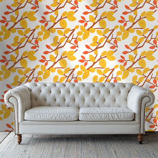 Modern Style Wallpaper Orange and Red Branches