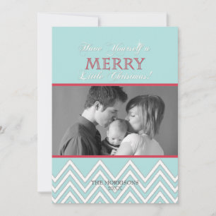 Modern Style White Chevron Christmas Photo Cards