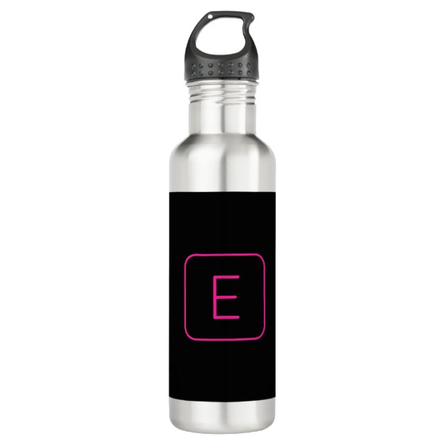 Modern Styled Initial Monogram | Pink & Black 710 Ml Water Bottle (Front)