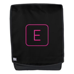 Modern Styled Initial Monogram   Pink & Black Backpack