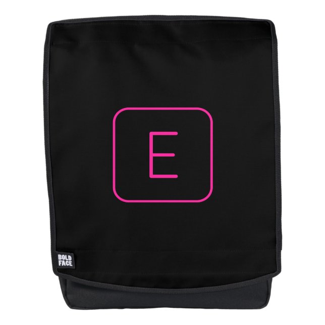 Modern Styled Initial Monogram | Pink & Black Backpack (Front)