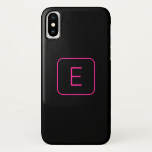 Modern Styled Initial Monogram   Pink & Black Case-Mate iPhone Case