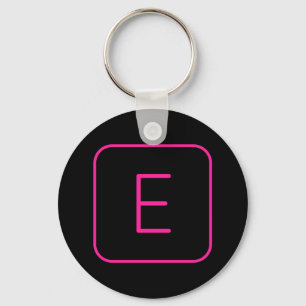 Modern Styled Initial Monogram   Pink & Black Keychain