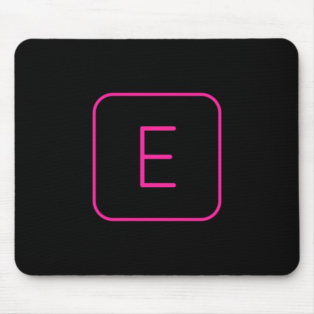 Modern Styled Initial Monogram | Pink & Black Mouse Pad (Front)