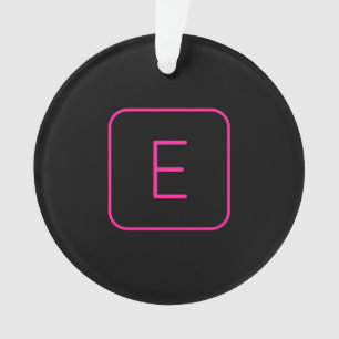 Modern Styled Initial Monogram Pink & Black Ornament