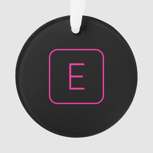 Modern Styled Initial Monogram | Pink & Black Ornament (Front)