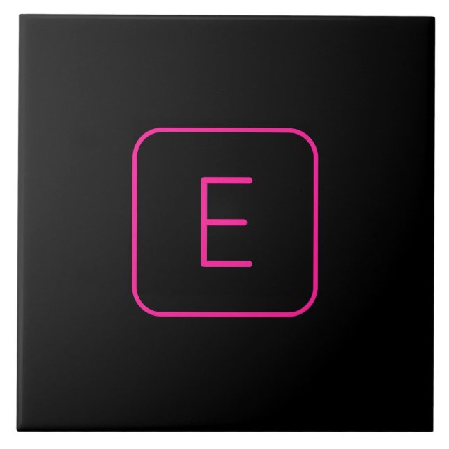 Modern Styled Initial Monogram | Pink & Black Tile (Front)