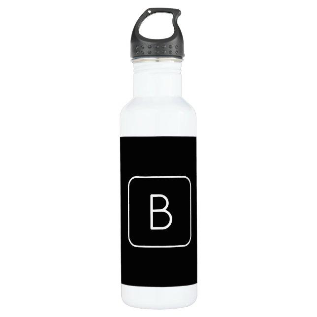 Modern Styled Initial Monogram | White & Black 710 Ml Water Bottle (Front)