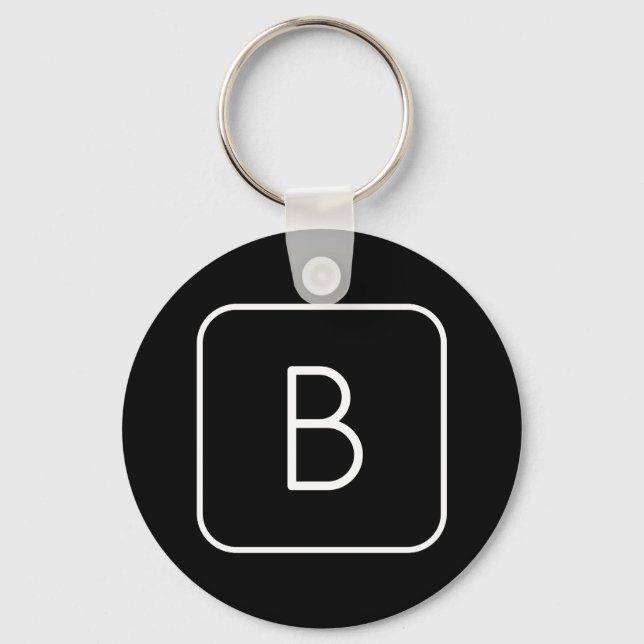 Modern Styled Initial Monogram | White & Black Keychain (Front)