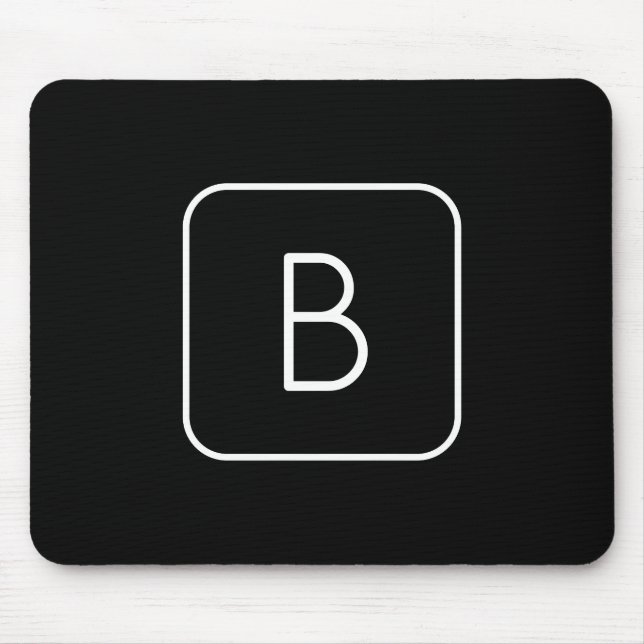 Modern Styled Initial Monogram | White & Black Mouse Pad (Front)