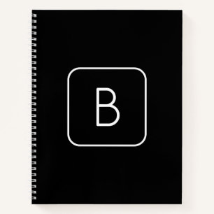 Modern Styled Initial Monogram White & Black Notebook