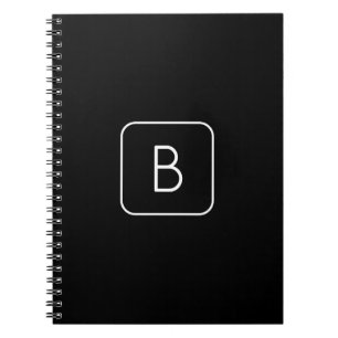 Modern Styled Initial Monogram White & Black Notebook