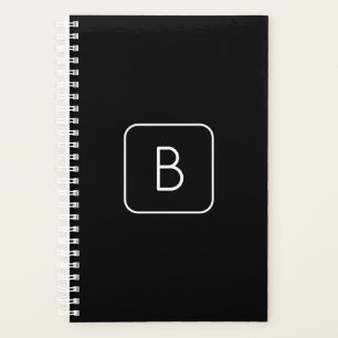 Modern Styled Initial Monogram White & Black Planner