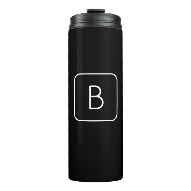 Modern Styled Initial Monogram | White & Black Thermal Tumbler (Front)