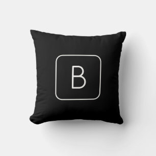 Modern Styled Initial Monogram White & Black Throw Pillow