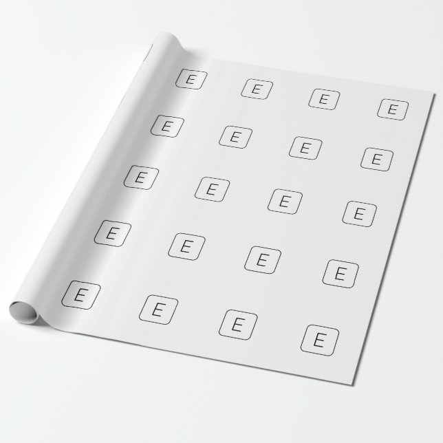 Modern Styled Initial Monogram | White & Black Wrapping Paper (Unrolled)