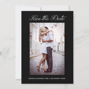 Modern Stylish 2 Photo Wedding Engagement Black Save The Date