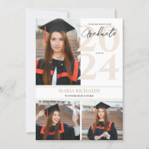 Modern Stylish 3 Photo Collage White Graduation