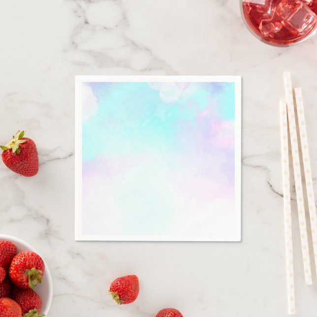 Modern Stylish Abstract Blue & Purple Watercolor Napkin (Insitu)