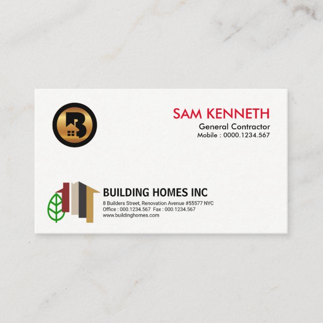 Modern Stylish Abstract Home Builder Construction Business Card (Front)
