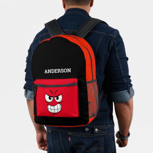Modern Stylish Angry Face Printed Backpack (Insitu (Model))