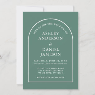 Modern Stylish Arch Eucalyptus Green Wedding Invitation