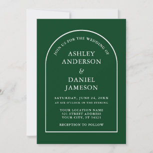 Modern Stylish Arch Green Wedding Invitation