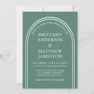 Modern Stylish Arch Wedding Eucalyptus Green Invitation