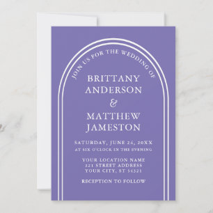 Modern Stylish Arch Wedding Periwinkle Invitation